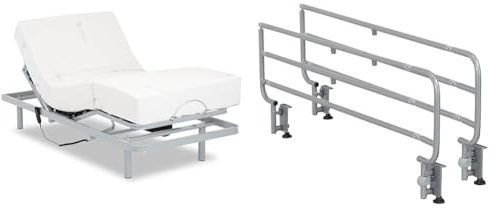 Gerialife® Pack Cama articulada Reforzada 5 Planos con colchón viscoelástico Tencel & Barandillas abatibles para Camas articuladas | Muy Resistentes y fáciles de Instalar