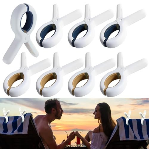 Beach Towel Clips for Sun Lounger, Heavy Duty Large Sunbed Clips Laundry Pegs for Beach Towels Clothes Pin Quilt Drying Windproof Hanging Beach Pool Chairs Sunlounger Cruise Essentials Accessories