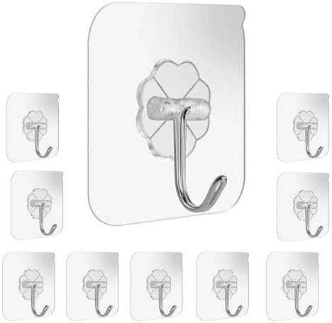 MOBOOY Heavy Duty Sticky Hooks -Self Adhesive Hooks with 8kg Max Weight,Not Drilling Damage-Free Wall Adhesive for Bathroom,Kitchen,Bedroom-Bedroom-Waterproof Strong Hold Removable Hangers 12Pcs