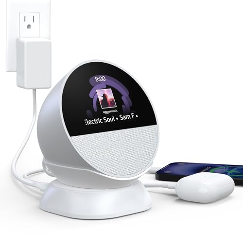 HomeMount Supporto Spot da Tavolo – Base Stabile e Antiscivolo, Compatibile con Spot, con Porte USB-C/A (12W) per Ricarica di Telefono e Auricolari, Salvaspazio
