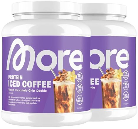 MORE Protein Iced Coffee, 2 x 500g, Vanilla Chocolate Chip Cookie, Eiskaffee mit wertvollen Proteinen, wenig Zucker und Fett - made in Germany