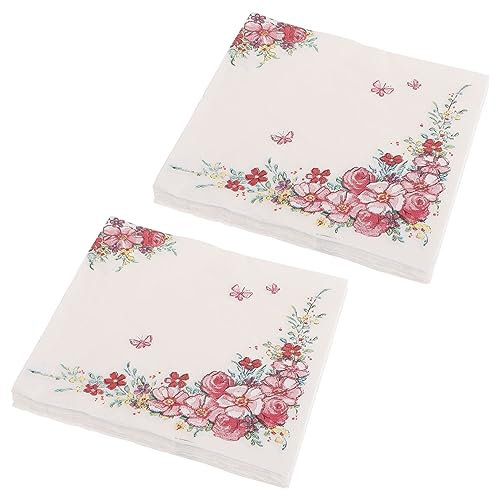 VICASKY 4taschen Blumenmotiv Servietten Elegante Papierservietten Für Festlichkeiten Hochzeiten Partys Und Mehr Hochwertige Dekorative Servietten Mit Schönem Blumenmuster
