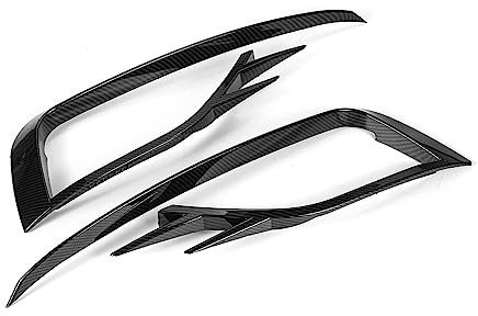 QASULER Nebelscheinwerfer Augenbrauen Augenlid Abdeckrahmen Wind Aufkleber Verkleidung Autozubehör, for Golf 7.5 MK7.5 2018-2020 Auto-Augenbrauen-Augenlid-Trim(Carbon Fiber Look)