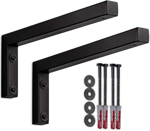 SOTECH 2er Set Wandkonsole L-Form 400 x 150 x 30 mm schwarz matt | pulverbeschichtet hochwertige Regalkonsolen zur Wandmontage, besonders geeignet für DIY-Projekte