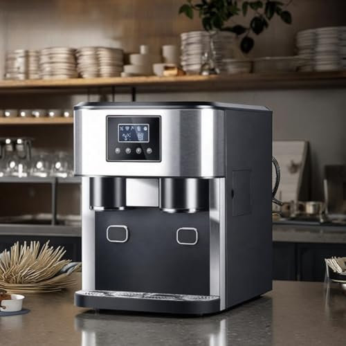 Máquina for hacer hielo de encimera, máquina automática for hacer cubitos de hielo de 1,8 l, máquina for hacer hielo/hielo picado/agua fría con panel táctil LCD, 16 cubitos de hielo en 9 minutos