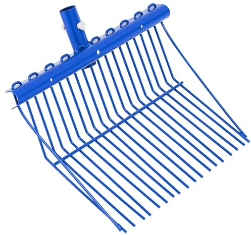 Tandefio 1 Pack Pitchfork Replacement Head Metal Horse Manure Rake Gardening Pitch Fork with Angled Tines for Horse Stall Poop Picking up(Blue)