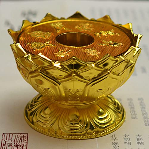 ASZHQUXIUAS 4,13 vergoldete buddhistische Vorräte aus reinem Kupfer mit acht glückverheißenden Symbolen, bronzene Lotus-Gebetsradbasis