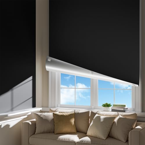 Portable Blackout Curtains for Bedroom, Easy Install No Drill Blackout Shades&Blinds for Indoor Windows with Upgraded Hook&Loop Tapes,100% Black Out Window Cover for Nursery/Travel/Dorm (42x60Black)