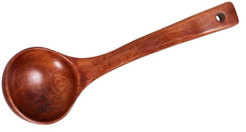 Zerodeko Cuchara De Madera Maciza Mango Cucharón Para Sopa Para Cocina y Servir Sopas Calientes