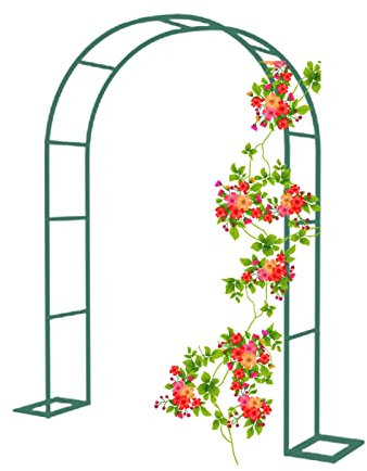 Arco da giardino in metallo, struttura robusta per arrampicarsi facilmente, traliccio decorativo per esterni, con base resistente alle intemperie, pergolato da giardino verde per fiori e viti