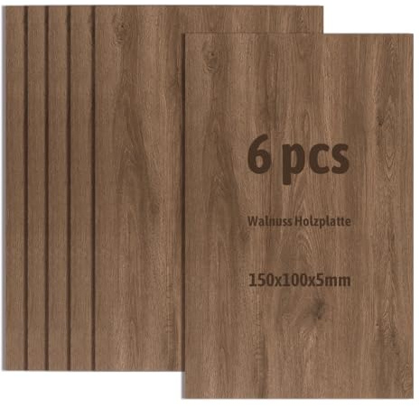 Lot de 6 plaques en bois de noyer, plaque de contreplaqué non traité, pour modélisme, découpe laser, gravure laser, pyrogravure (150 x 100 x 5 mm)