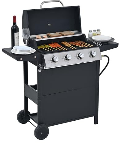 Endark 4-burner | 34,000 BTU all-purpose cast iron bbq grill | Perfect for outdoor cooking, garden, poolside, tailgating and hiking | great for roasting, searing, kebabs