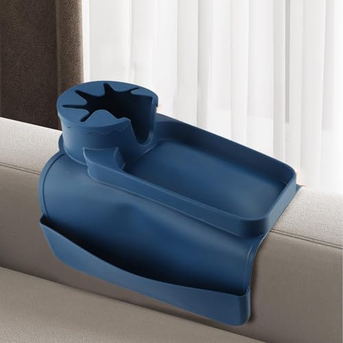 Portavasos de silicona impermeable con bolsillos para bebidas y dispositivos para una mejor organización (azul)