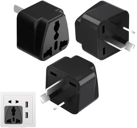 UK to Australia Plug Adapter, 3PCS UK to China Plug Adapter, Australian Plug Adaptor From UK, Travel Plug Adapter UK to Australia With 5A Fuse for Business Family Travel Outdoor