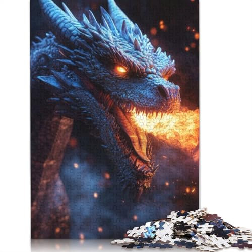 Fiery Dragon Portrait Puzzle 1000-teilige Schwer Puzzle Spielzeug Lernspiel Impossible Herausforderung Spielzeug Für Erwachsene Kinder 1000pcs (75x50cm)