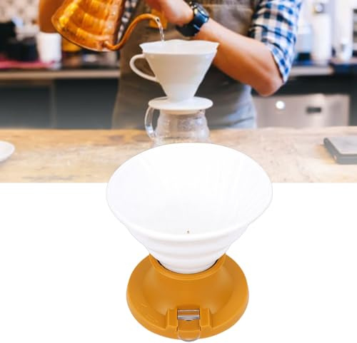 Yechiry Ceramic Pour over Coffee Dripper, Immersion Style Manual Brew Maker Hand Dripper with Heat resistants Silicone Base, Portable Coffee Drip for Travel Camping Office Home (Yellow)