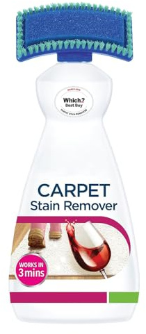 Carpet Stain Remover with Cleaning Brush 650ml Oxy-Powered | Works in 3 mins, Fast-Acting Deep Cleaner, Old Stains & Odours, Colour and Fabric Safe, Pet Friendly