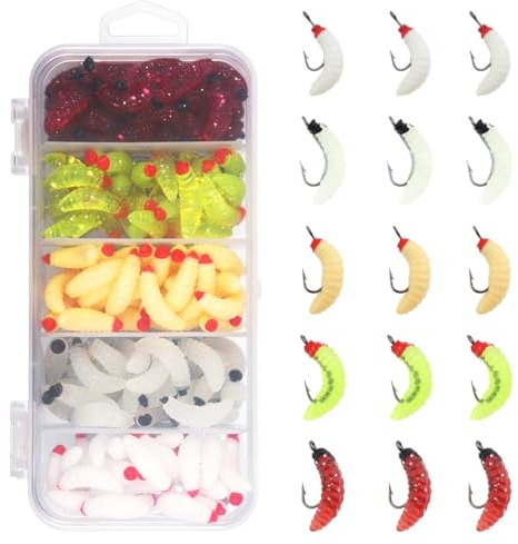 Lot de 100 Leurres Souples Vers de Terre Artificiels - Appâts en Silicone Ultra-Réalistes pour Pêche à la Truite, Perche et Bar - Vers de Vase Rouges Biodégradables et Souples