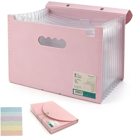 Aoyfuwell Accordion File Organiser, 13 Pockets PP Expanding File Folders | BPA Free Document Organiser, A4/Letter Size Portable Document Organiser for Paperwork, Receipts & Records.