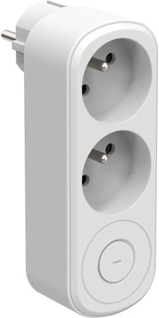 Electraline 531206 Adattatore Spina Multipresa Biplite Prima 2 Prese Francesi 16A con Interruttore ON/OFF, Adattatore da parete, Bianco