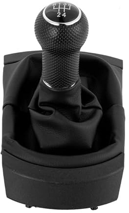 GHQFROP Pomos Palanca Coche para Seat para Ibiza 2002 2003 2004 2005 2006 2007 2008 5/6 Perilla Caja Cambios Interior Cuero Manija Cambios(5 Speed)