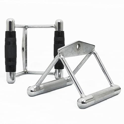 KOMODO Double Seated V Row Close Grip Handle Multi Gym Cable Attachment Bar Twin Lat (With Rubber Grip)