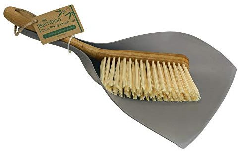 JVL 20-305 Bamboo Dustpan and Bristle Brush Set, Natural