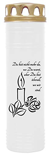 HS Candle Pack of 4 grave candles with motif, grave light with burning time of approx. 7 days, motif: candle, in many other variants