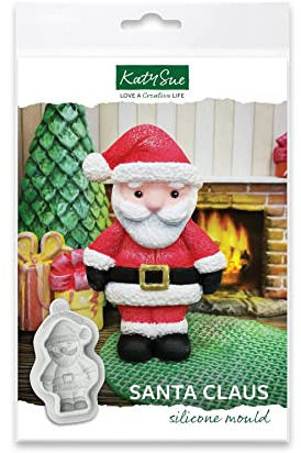Katy Sue Santa Claus Silicone Mould for Christmas Cake Decorating & Crafting. Makes a Santa or Father Christmas 80 Tall x 45 Wide in Millimetres for Fondant, Sugar Paste, Air Dry Clay, Polymer Clay