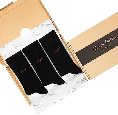 6 paia di calzini di bambù lussuosi, unisex multipack super morbidi, per uomini e donne, calzini per abiti, polsini comodi, casual, vestiti e calzini da lavoro, taglia 4-8/9-13, Nero , L