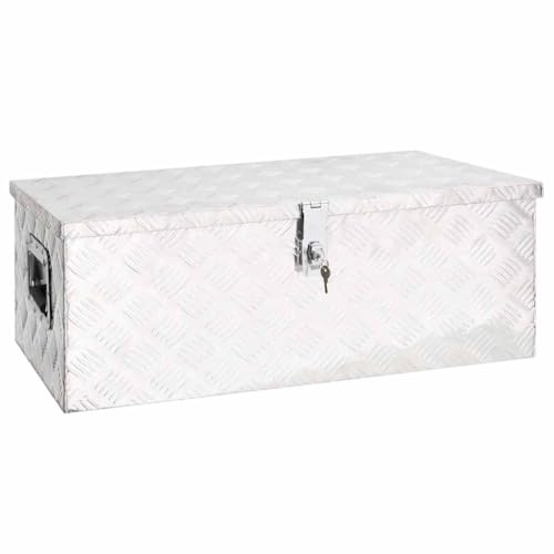 vidaXL Boîte de Rangement Coffre à Outils Caisse de Stockage avec Couvercle Boîte d'emballage Transport Argenté 80x39x30 cm Aluminium