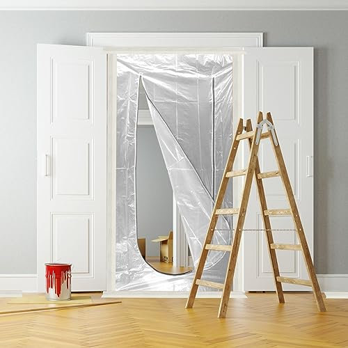 STAHLWERK Staubschutztür 2er Set U-Form Staubtür/Schmutzschleuse/Staubvorhang mit integriertem Reißverschluss