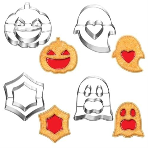 Halloween Linzer utstickare set – 4 St¨ K¨ K¨ spöke spindelnät linzer – halloween krukor frukt bröd skärare för barn