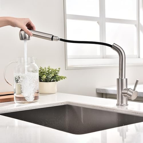 HOMELODY Wasserhahn Küche Ausziehbar mit 2 Strahlarten Geschirrbrause Spültischarmatur mit Brause 304 Edelstahl Küchenarmatur Hochdruck Mischbatterie 360° Drehbar Einhebelmischer Armatur, Gebürstet