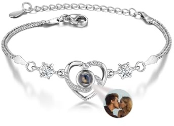 Zysta Projektion Armband Foto Personalisiert Mit Bild im Stein Herz Armkette 100 Sprachen Ich Liebe Dich für Frauen Freundin