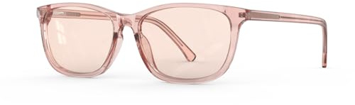 Bloomoak Rose Migraine Glasses,FL-Flex Light Sensitivity Relief Tinted Glasses for Indoor Fluorescent Glare/Women (Migraine glasses, Light Rose Coral - Transparent Petal Pink Frame(Light · Indoor))