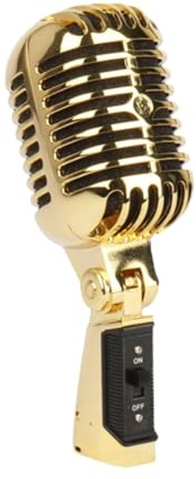 Retro Dynamisk Sångmikrofon, Kardioidmikrofon i Gammal Vintagestil, Klassisk Zinklegeringsmikrofon för KTV, Liveframträdande, Studioinspelning, Podcast, Självspännande Roterande