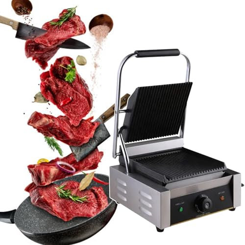 Commercial Panini Grill, 1800W Electric Sandwich Panini Maker, with Temp Control 122℉-572℉ & 9.4X9 Heating Area, for Hamburger Steak Bacon,110V