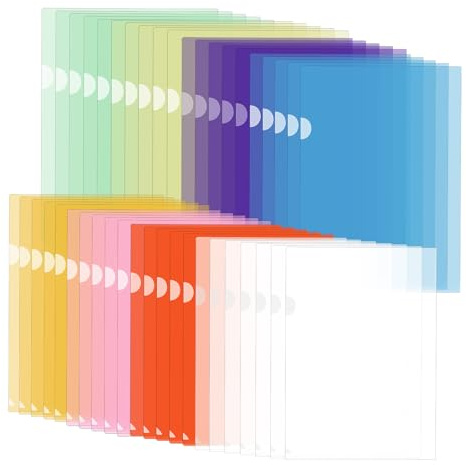 42 buste trasparenti A4 aperte lateralmente - Cartellina portadocumenti colorata in 8 colori, trasparente, formato A4 per conservare documenti e documenti in modo sicuro e ordinato.