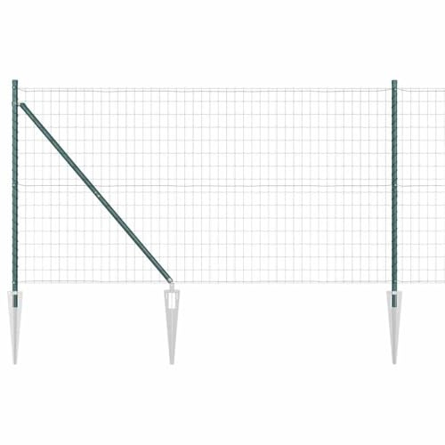 vidaXL Staket med stolpar Grön 1.4 x 10 m Stål, Trädgård och terrass, hållbart stängsel i stål, utomhusbarriär, skydd för hemmet.