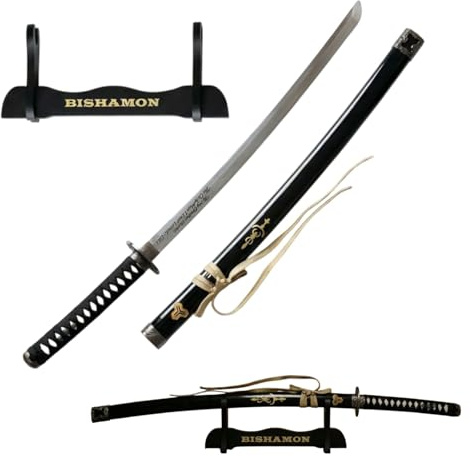 Glac Store Katana Kill Bill Decorativa con Supporto Incluso, Replica Non Affilata da Collezione, Spada Samurai 102 cm, 3 Modelli con Incisioni (Kill Bill 3)