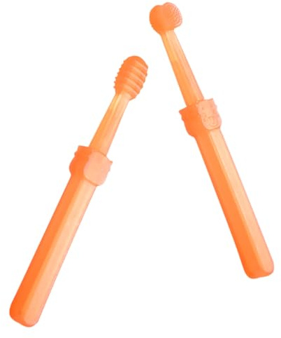 FONDOTIN Cepillos de Dientes Juego de 2 y Caja de Almacenamiento con Diseño Animal para Cuidado Bucal de Silicona Ligero y Seguro para Bebés en Casa o Viaje