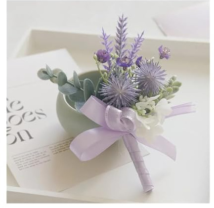 DSFIHJO Lila serie nålblomma, konstgjorda blommor, rosor, orkidé, pion, dansfest, dekoration, bröllop, examen, tillbehör (spiny boll, 1 st)