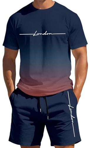 Conjunto Verano Hombre Camiseta E Pantalones Cortos Manga Corta Casual Conjunto Hombre Moda Basicas 2026 Elegante