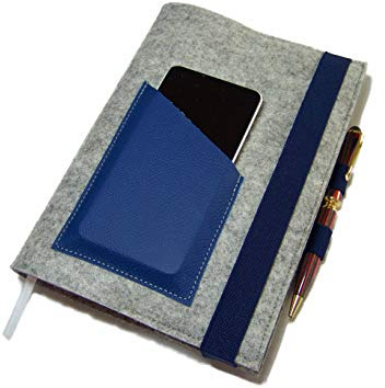 Kalenderhülle mit Handyfach + Stifthalter + Kreditkartenfach aus Wollfilz Filz Leder für Din A5 Buchkalender, Notizbuch oder Maßanfertigung
