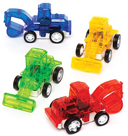 Baker Ross AW537 Pull Back Racing Diggers (Pack of 6) Mini Assorted Colour Vehicles Perfect for Kids Goodie Bags, Halloween Party Favours, Pinata Filler or Birthday Presents