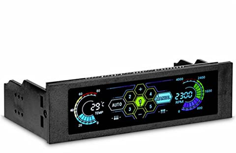 Computer Lüftersteuerung, Auto / Manuell Zwei Modi 5 Geschwindigkeitsregler, Hochfester Industriekunststoff, CPU Temperatursensor LCD Frontplatte, PC Lüftersteuerung
