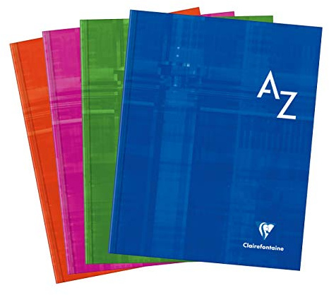 Clairefontaine 9849C - Packung mit 5 Vokabelheftem / Adressbuch geleimt, Hardcover, 17x22 cm, 96 Blatt, kariert, 90g, farbig sortiert, 1 Pack