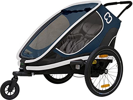 Hamax Outback Two Seat Reclining Multi-Sport Child Bike Trailer + Stroller (Jogger Wheel Sold Separately) (Navy/White)