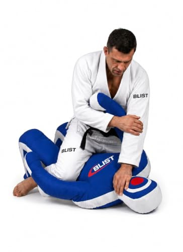 MMA Dummy Judo Grappling Punching Bag Brésilien BJJ Jiu-Jitsu Position Assise Wrestling Arts Martiaux Boxe Karaté Entraînement (Non Rempli) (Toile Bleue, 47 (Pouces) Enfants)